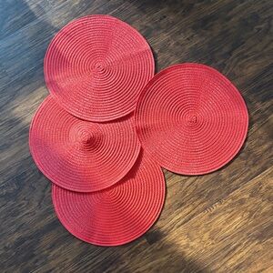 Round Red Woven Placemats (4)